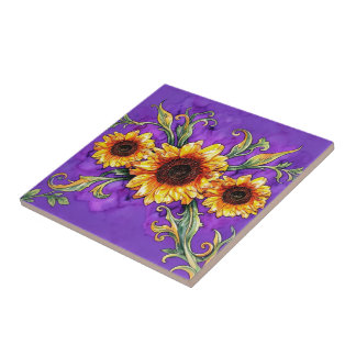 Azulejo Trío de girasoles – Art Nouveau