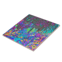 Azulejo Trippy Lime Green y Purple Garden Sunrise