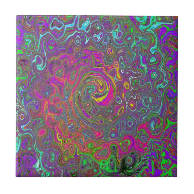 Azulejo Trippy Pink Hot Pink Resumen Remo Liquido Swirl Re (Frente)