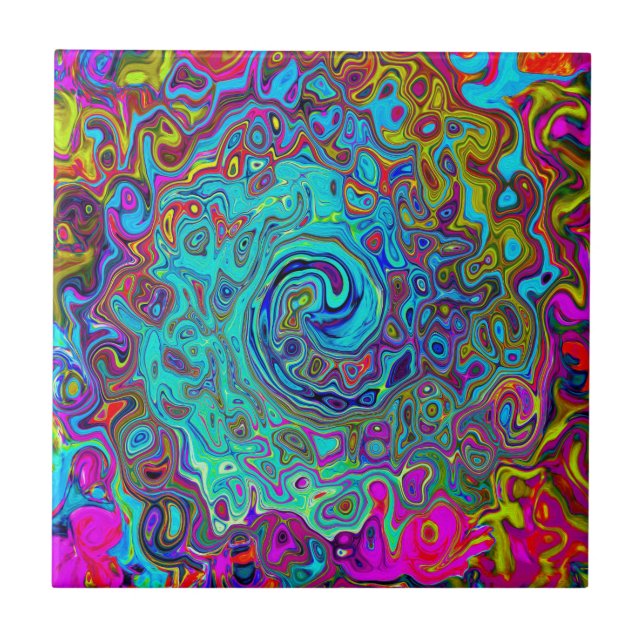 Azulejo Trippy Sky Blue Abstract Retro Liquid Swirl (Frente)