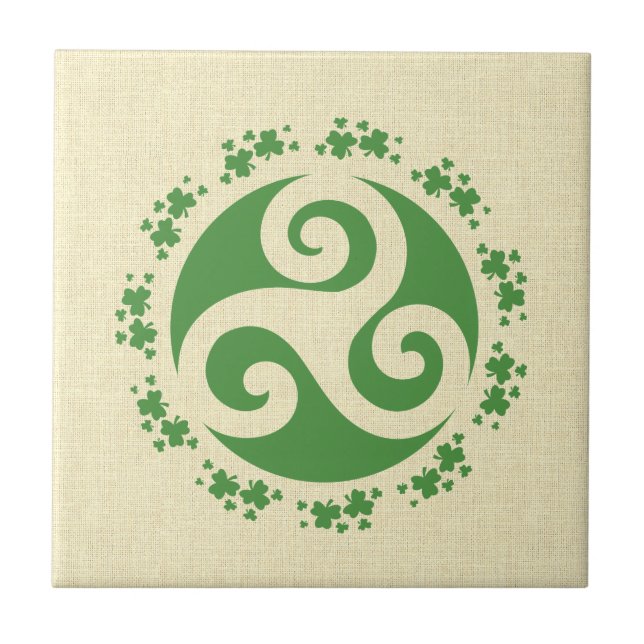 Azulejo Triskelion Celta y Shamrock (Frente)