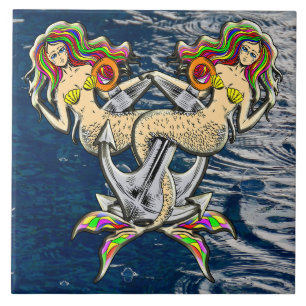 Azulejo Tristemente sirenas al ancla