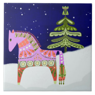 Azulejo Trivet de caballos y árboles de Hygge