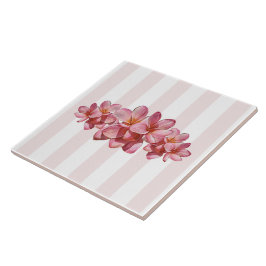 Azulejo Trivet - Plumeria rosa