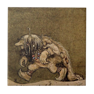 Azulejo "Troll de granja" del artista sueco John Bauer