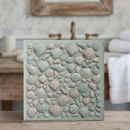 Azulejo Trompe L'oeil Marine Life Shell Mosaic ID1190a