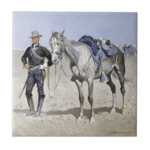 Azulejo Trooper de las Llanuras por Frederic Remington