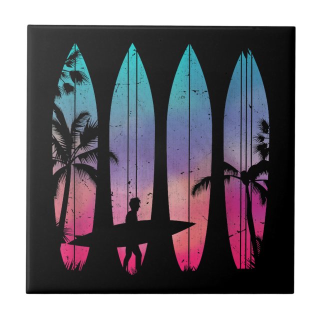 Azulejo Tropical Beach Surfboard Surfing Surfing Ocean (Frente)