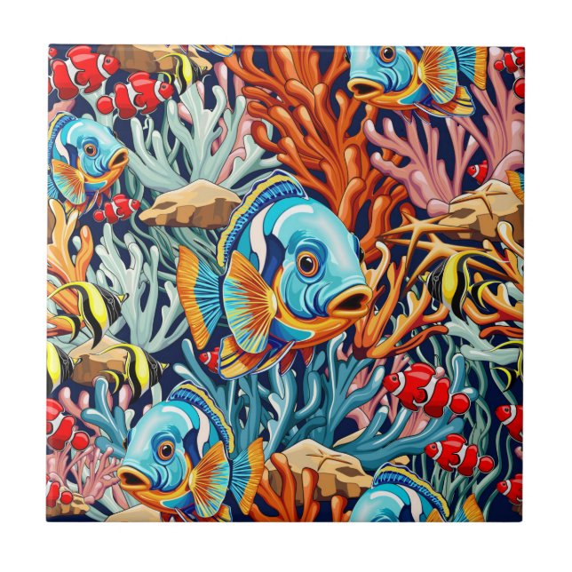 Azulejo Tropical Fish Colorful Summer Vibes (Frente)
