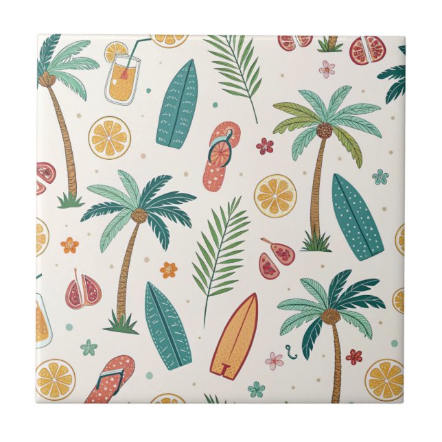 Azulejo Tropical Summer Beach Pattern (1) (Frente)