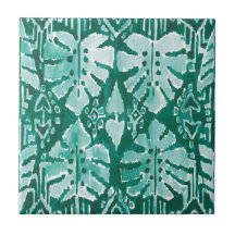 Tropical tribal verde hawaiano de la SELVA IKAT