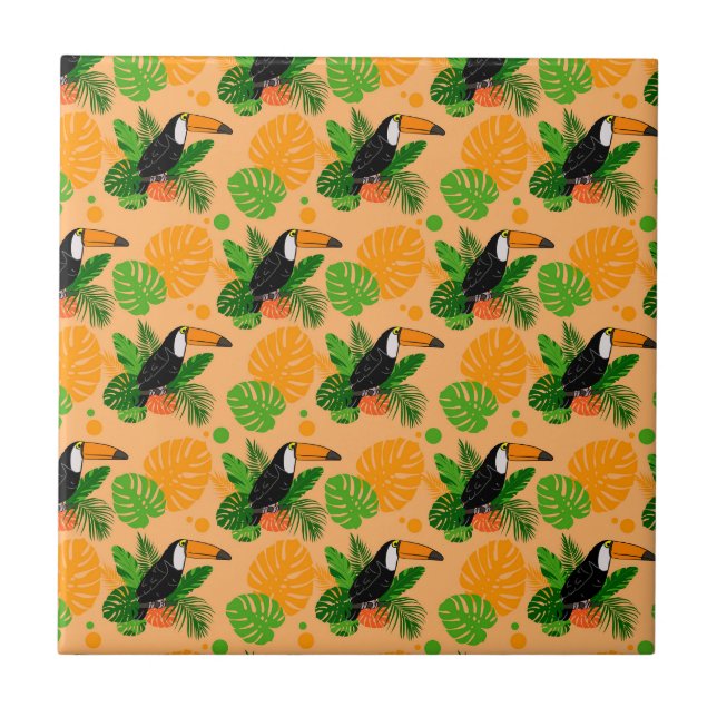 Azulejo Trópico Toucan Bird Seamless Pattern (Frente)