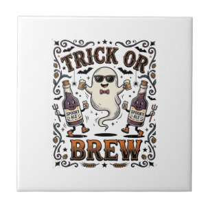 Azulejo Truco de poción de Halloween o cerveza antigua gra