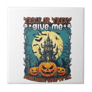 Azulejo Truco o trato Halloween Casa embrujada Calabazas L