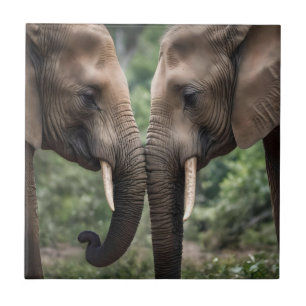 Azulejo "Trunk to Trunk: A Gentelphant Embrace"