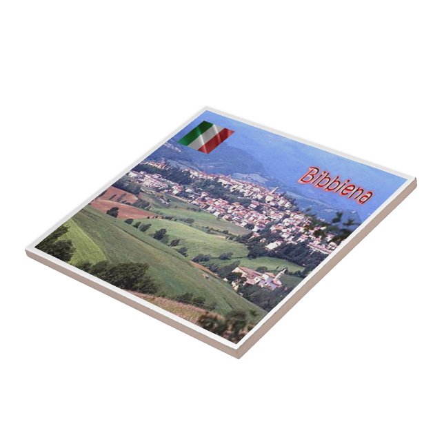 Azulejo TSC112 BIBBIENA, Panorama, Toscana, Italia, (Lado)