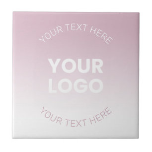 Azulejo Tu Logo Moderno Ombre Rosa Polvo y Blanco