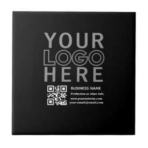 Azulejo Tu logotipo con código QR editable y texto