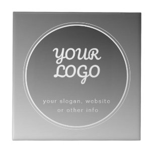 Azulejo Tu logotipo y texto editable gradiente gris oscu