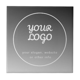 Azulejo Tu logotipo y texto gradiente gris oscuro