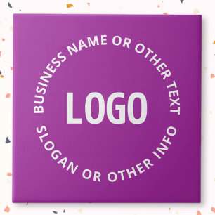 Azulejo Tu logotipo y texto personalizable Violeta Púrpu
