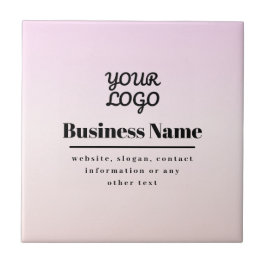 Azulejo Tu logotipo y texto | Pink & Peach Ombre