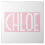 Azulejo Tu nombre | Texto blanco negrita sobre rosa claro<br><div class="desc">Llamativo y moderno.</div>