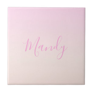 Azulejo Tu Texto Elegante Escritura y Ombre Rosa Suave