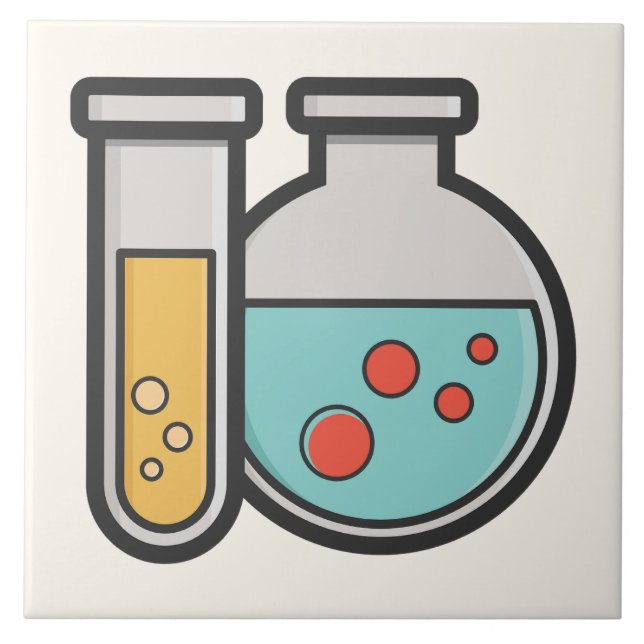 Azulejo Tubo de prueba de química y vaso de precipitado (Frente)
