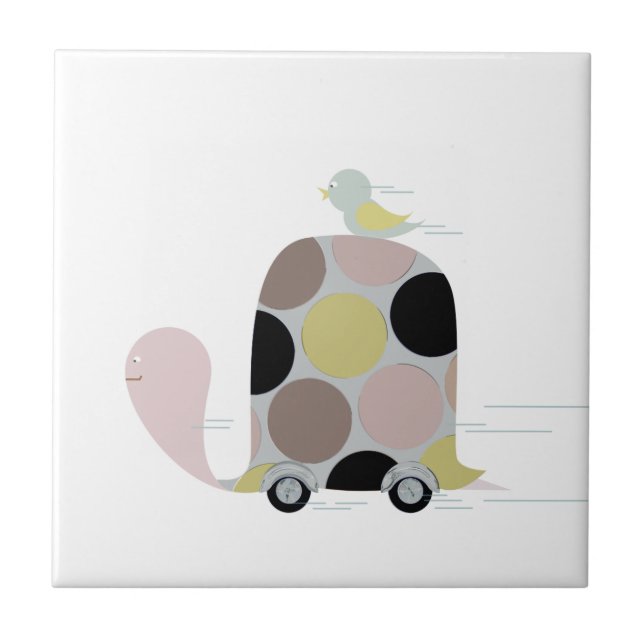 Azulejo Tuiteo en una montaña rusa de piedra (Frente)