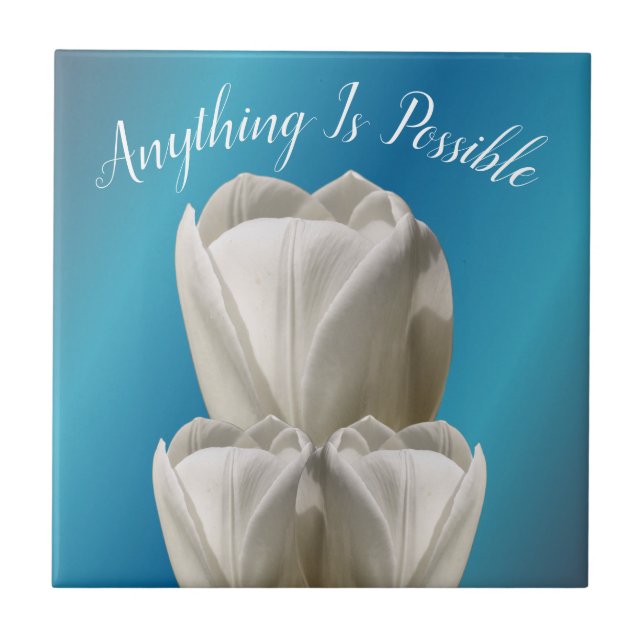 Azulejo Tulip Flowers Anything Is Possible Inspirational  (Frente)