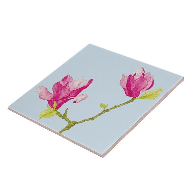 Azulejo Tulip Magnolias sobre una tela cerámica (2) (Lado)