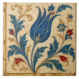 Azulejo Tulipán Azul Otomano Arte Floral Botánico