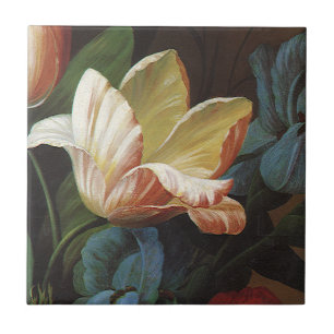 Azulejo Tulipán de jardín vintage en flor, flores victoria