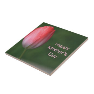 Azulejo tulipán rojo, feliz día de la madre