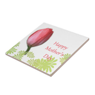 Azulejo tulipán rojo, feliz día de la madre
