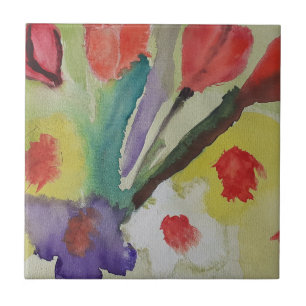 Azulejo Tulipanes abstractos y flores de primavera mosaico