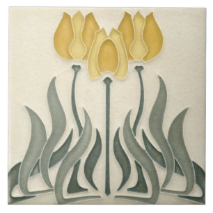 Azulejo - Tulipanes Amarillos Art Nouveau