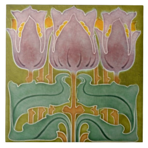 Azulejo - Tulipanes Art Nouveau Crujiente