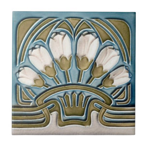 Azulejo - Tulipanes Blancos Vintage Art Nouveau