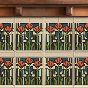 Azulejo Tulipanes de mediados de siglo Simetría abstracta