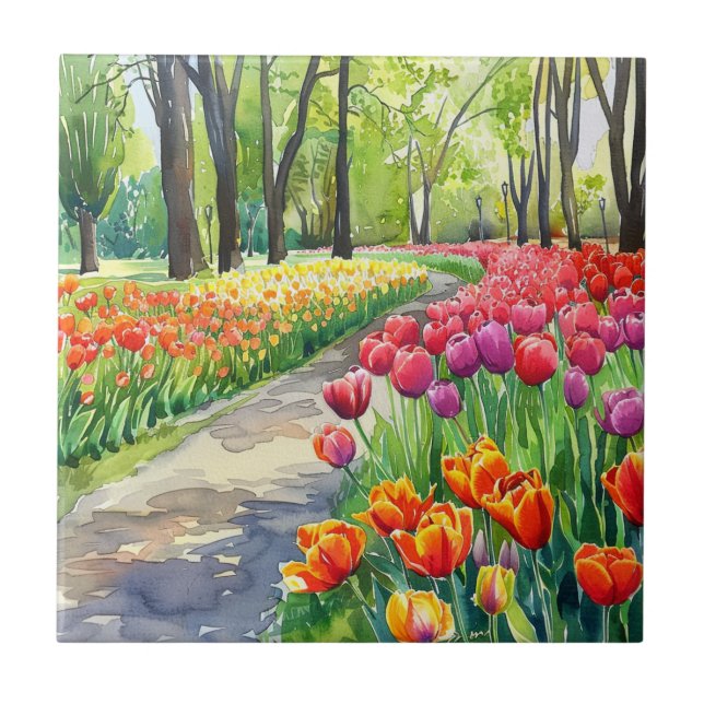 Azulejo Tulipanes en el parque (Frente)