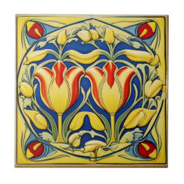 Azulejo Tulipanes en mosaico cerámico de estilo Art Nouvea