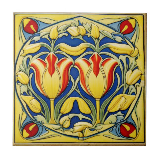 Azulejo Tulipanes en mosaico cerámico de estilo Art Nouvea