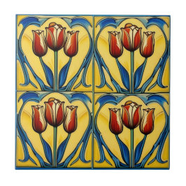 Azulejo Tulipanes en mosaico cerámico de estilo Art Nouvea