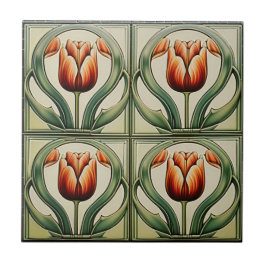Azulejo Tulipanes en mosaico cerámico de estilo Art Nouvea