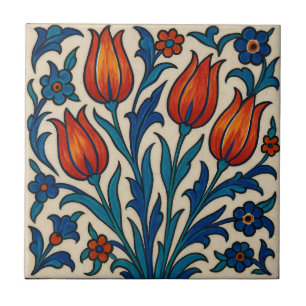 Azulejo Tulipanes Iznik de Estilo Pintado A Mano