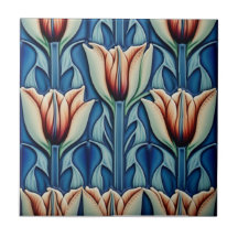 Tulipanes sobre mosaico Art Nouveau Tile cerámico