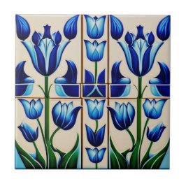 Azulejo Tulipanes sobre mosaico Art Nouveau Tile cerámico