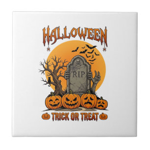 Azulejo Tumba de Zombie Mano de Halloween Truco o Trato Pu